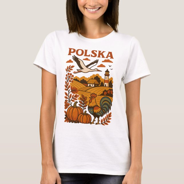 Polska Autumn Folk Countryside T Shirt (Framsida)