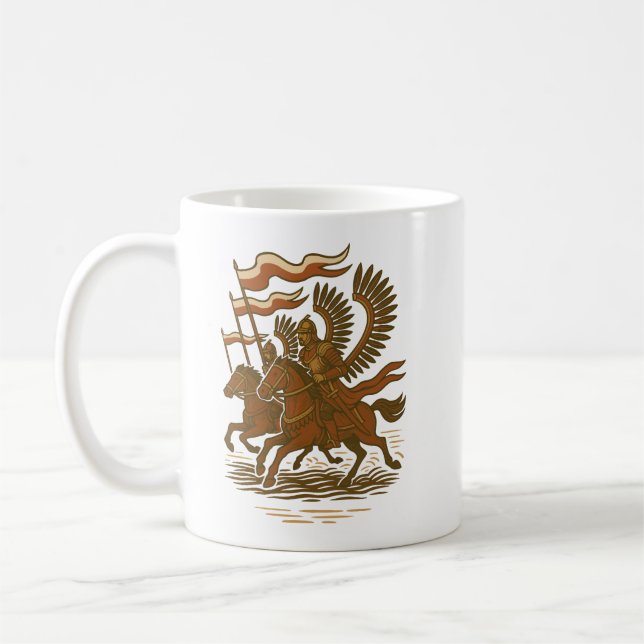 Polska bevingade husarer anfaller kaffemugg (Vänster)