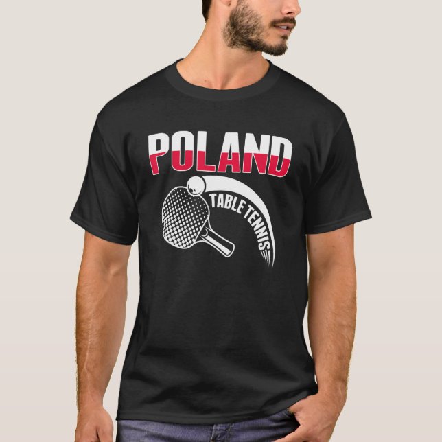 Polska Bord Tennis-stöd Polska Ping Pong Tea T Shirt (Framsida)