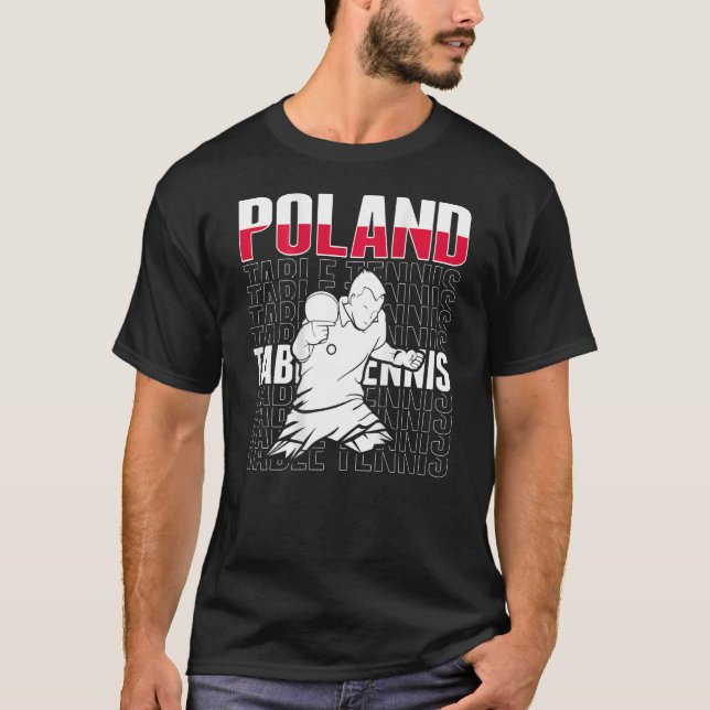 Polska Bord Tennis-stöd Polska Ping Pong Tea T Shirt (Framsida)