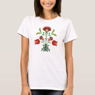 Polska broderiblommor mönster, T-tröja T-shirt