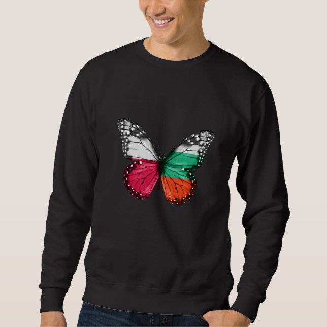 Polska bulgariska Flagga Butterfly Lång Ärmad Tröja (Framsida)