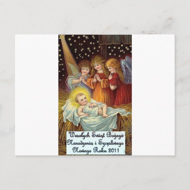 POLSKA CHRISTMAS-OBJEKT WESOLYCH SWIAT HELG VYKORT (Framsida)