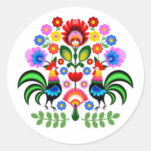 Polska design blommor runt klistermärke