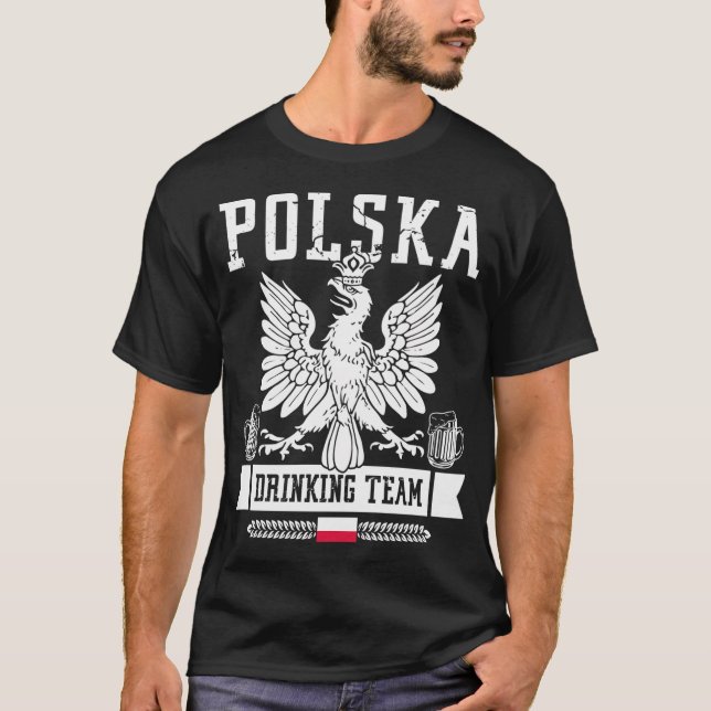 Polska Drinking Team Polen Flagga Party Beer polsk T Shirt (Framsida)