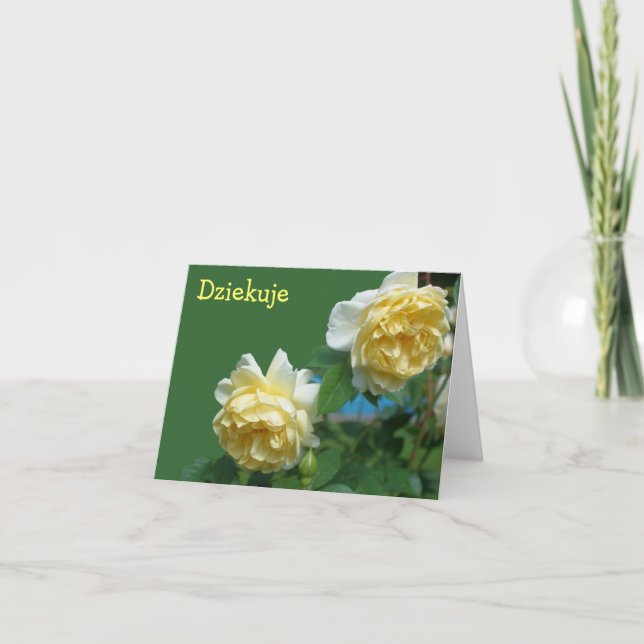 Polska Dziekuje, tack, ditt kort Gul ros (Framsida)