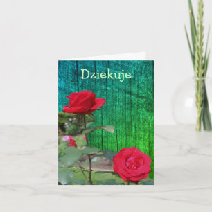 Polska Dziekuje, tack, ditt kort Röd ros