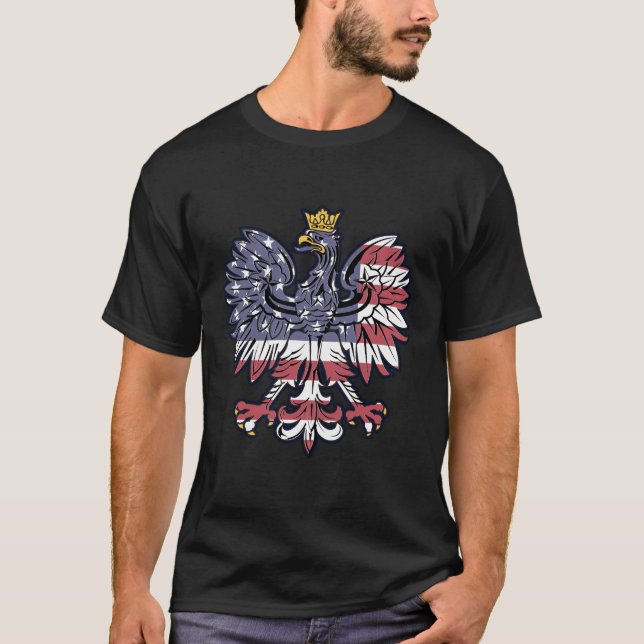 Polska Eagle American Flagga polska roots Dyngus D T Shirt (Framsida)