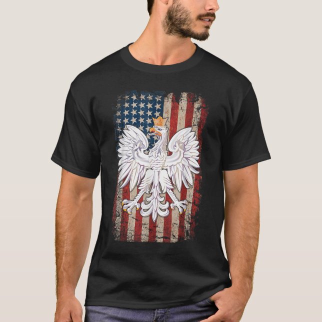 Polska Eagle American Pride Polen T Shirt (Framsida)