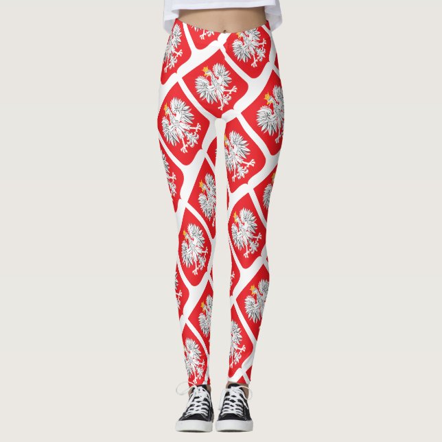 Polska Eagle Flagga Leggings (Framsida)