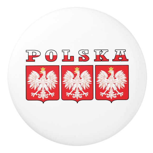 Polska Eagle Flagga Shields Knopp (Framsidan)