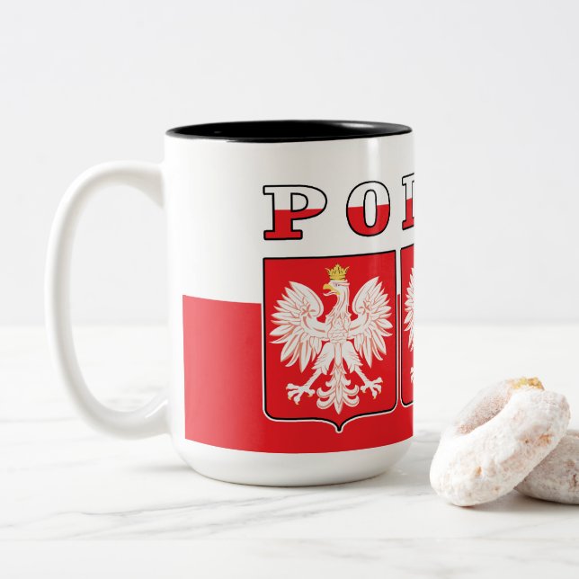 Polska Eagle Flagga Shields Två-Tonad Mugg (Med munk)