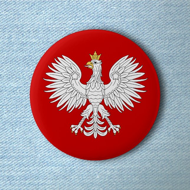 Polska Eagle Knapp (Polish Eagle Button on Light Denim))