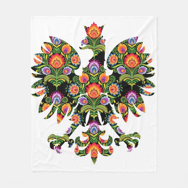 Polska Eagle Poland Wycinanki Emblem, polsk folkgr Fleecefilt (Framsidan)