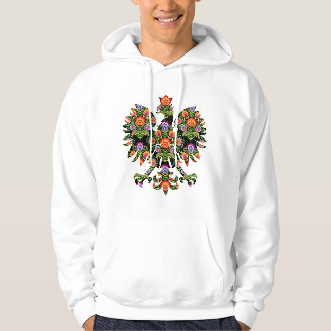 Polska Eagle Poland Wycinanki Emblem, polsk folkgr Hoodie (Framsida)