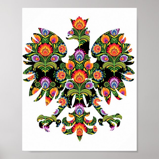 Polska Eagle Poland Wycinanki Emblem, polsk folkgr Poster (Framsidan)