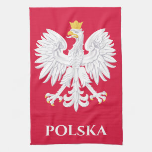 Polska Eagle 🦅 Polski Poland Red Vapensköld Kökshandduk