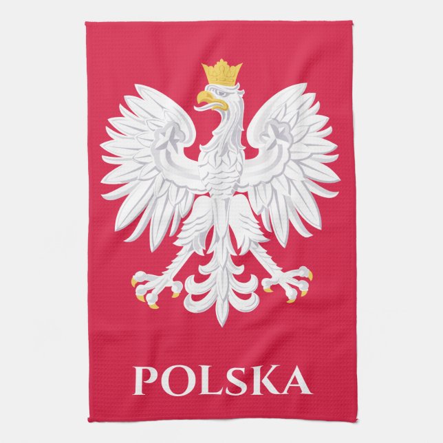 Polska Eagle 🦅 Polski Poland Red Vapensköld Kökshandduk (Vertikal)