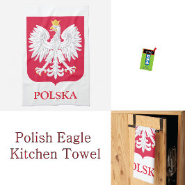 Polska Eagle 🦅 Polski Poland Red Vapensköld Kökshandduk