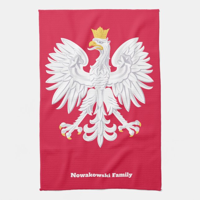 Polska Eagle 🦅 Polski Poland Red Vapensköld Kökshandduk (Vertikal)