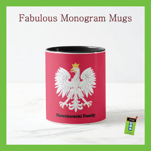 Polska Eagle 🦅 Polski Poland Red Vapensköld Mugg