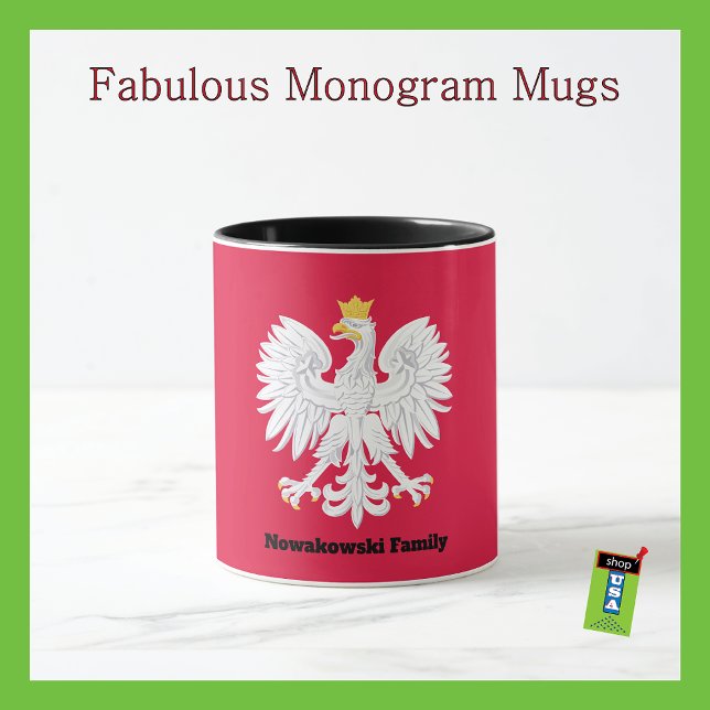 Polska Eagle 🦅 Polski Poland Red Vapensköld Mugg (Skapare uppladdad)