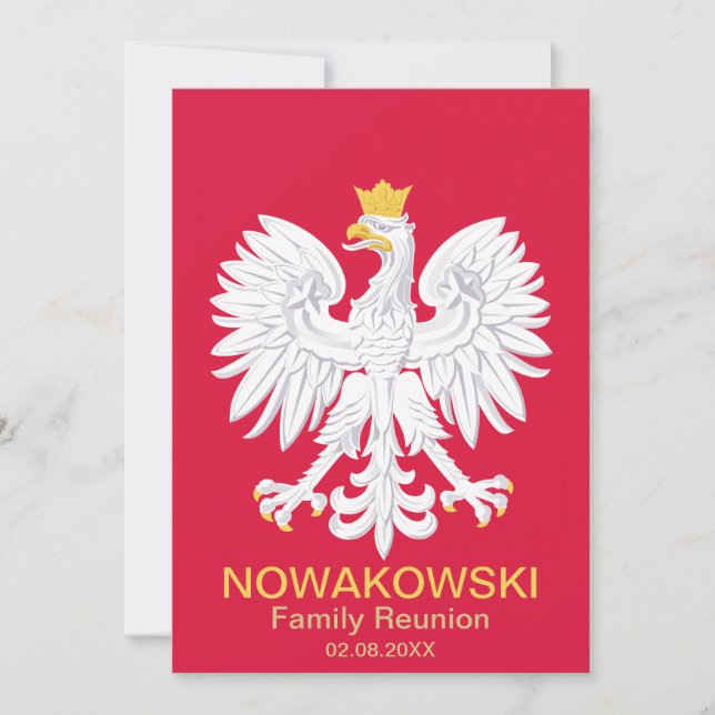 Polska Eagle 🦅 Polski Poland Vapensköld Reunion Inbjudningar (Framsida)