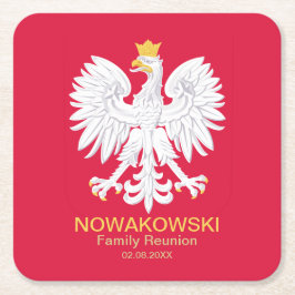 Polska Eagle 🦅 Polski Poland Vapensköld Reunion Underlägg Papper Kvadrat