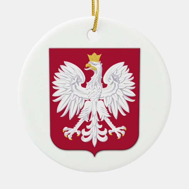 Polska Eagle Red Shield Julgransprydnad Keramik (Framsidan)