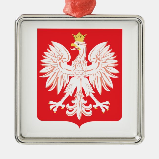 Polska Eagle Red Shield Julgransprydnad Metall (Framsidan)