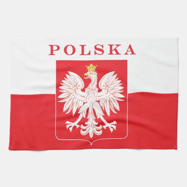 Polska Eagle Red Shield Kökshandduk (Horisontell)