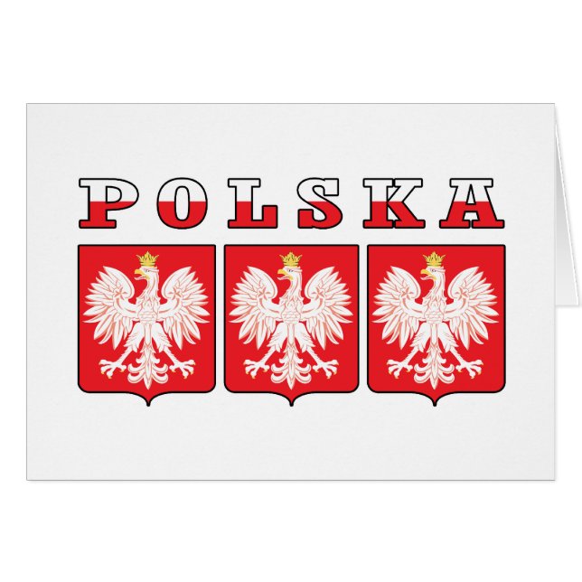 Polska Eagle Shields Hälsningskort (Framsidan Horizontal)