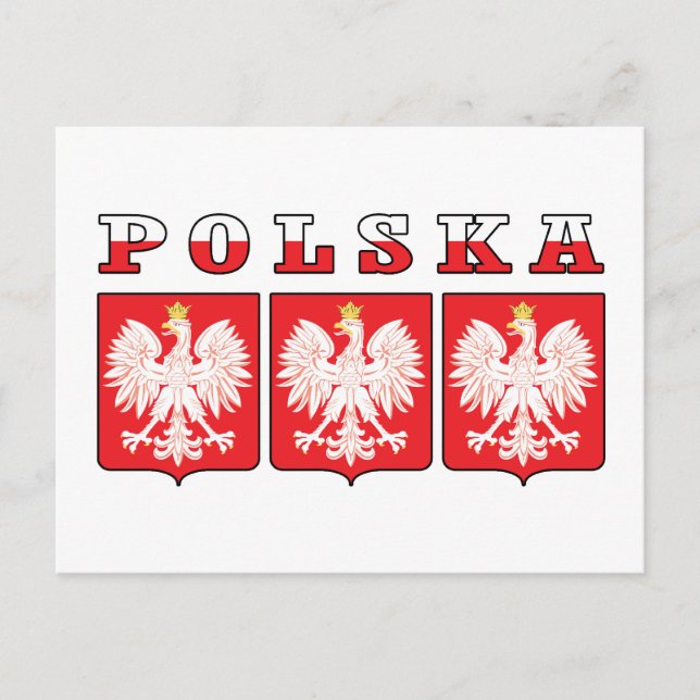 Polska Eagle Shields Vykort (Framsida)