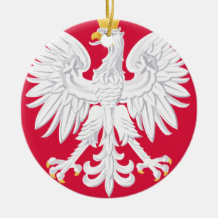 Polska Emblem - Polen Shield - Polska Herb Polski Julgransprydnad Keramik