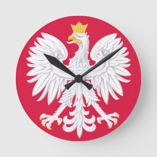 Polska Emblem - Polen Shield - Polska Herb Polski Rund Klocka