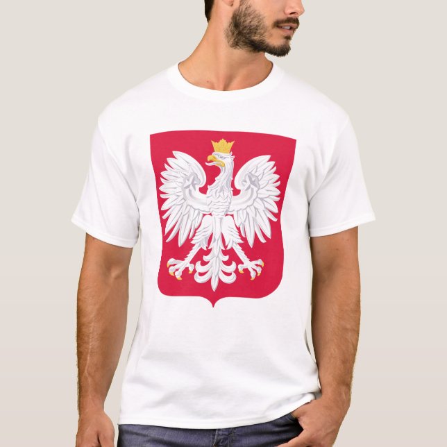 Polska Emblem - Polen Shield - Polska Herb Polski T Shirt (Framsida)
