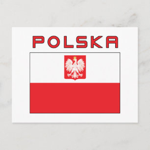 Polska Falcon Flagga with Polska Vykort