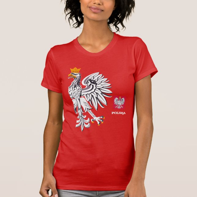 Polska Flagga, Eagle och Polen mode Polska /sport T Shirt (Framsida)