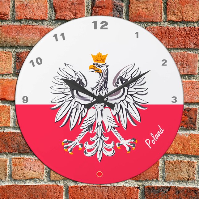 Polska Flagga & Eagle, Polen mode/sportfantaster Rund Klocka (Skapare uppladdad)