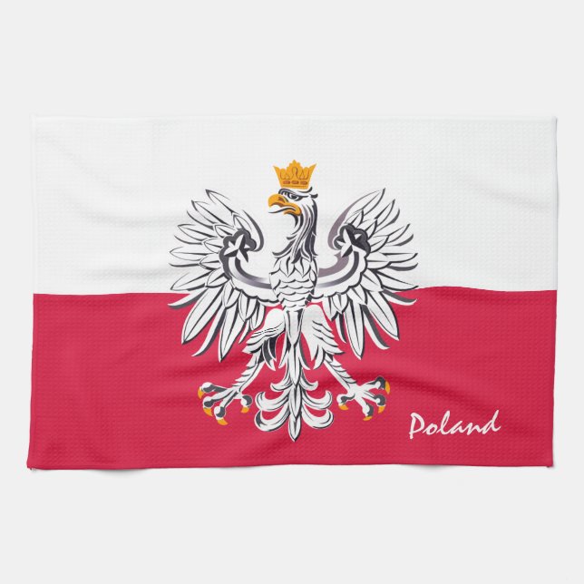 Polska flagga & Eagle, Polens hem mode/sport Kökshandduk (Horisontell)