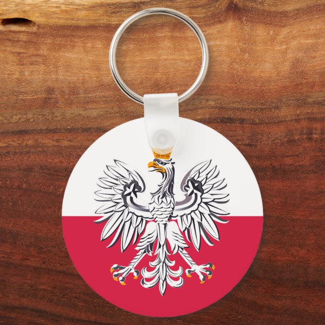 Polska flagga & Eagle, Polska helgdag, resor/sport Nyckelring (Framsida)