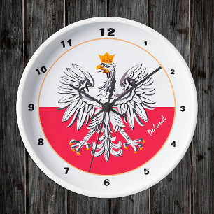 Polska Flagga & Eagle, Polska mode /trendig design Rund Klocka