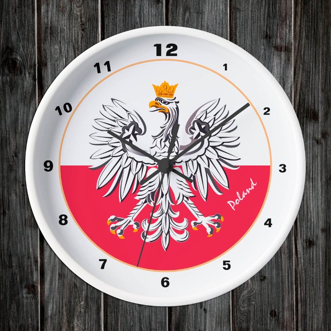 Polska Flagga & Eagle, Polska mode /trendig design Rund Klocka (Skapare uppladdad)
