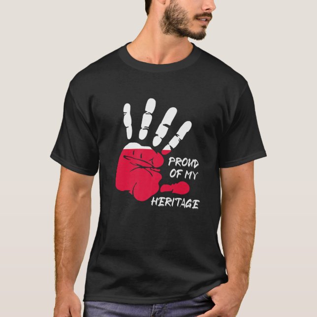 Polska Flagga Finger Handprint Polen T Shirt (Framsida)