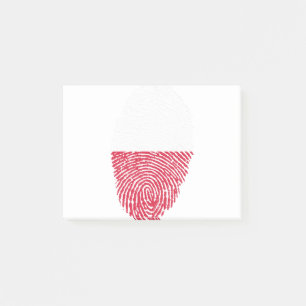 Polska Flagga Fingerprint Land Pride Identity Post-it Block