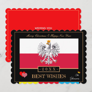 Polska Flagga & Gott nytt år/Bästa Önskemål Polen Julkort