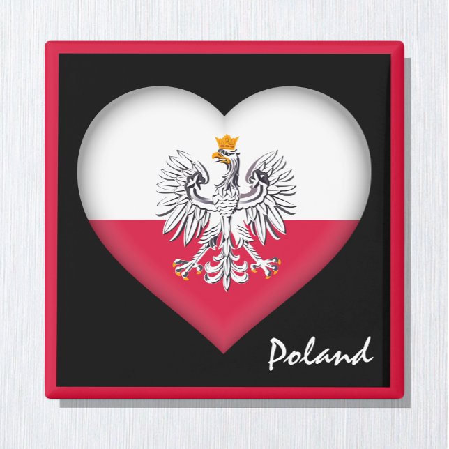 Polska flagga & Heart Poland helgdag, resa/sport Magnet (Skapare uppladdad)