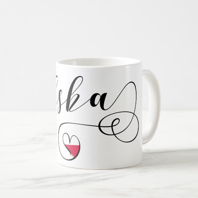 Polska Flagga Heart, Polen Polska Kaffemugg (Framsida höger)