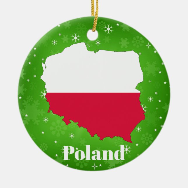 Polska Flagga Karta jul Julgransprydnad Keramik (Framsidan)