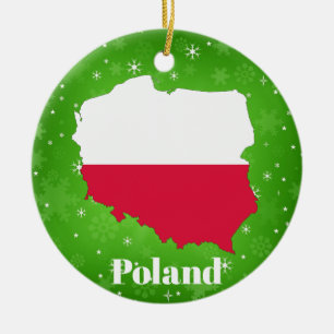 Polska Flagga Karta Julgransprydnad Keramik